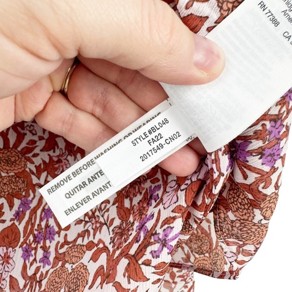 J. CREW Ruffle Ditzy Floral Chiffon Long Sleeve Blouse in Fete Floral NWT Small - Picture 10 of 14